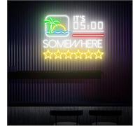 Genérico luz decorativa Lámpara de ambiente relajante Son las 5:00 en algún lugar, letrero neón para bar cócteles(D)