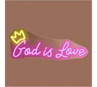 Genérico luz decorativa Letrero de neón Dios es amor para decoración de bodas, hogar, habitación de niña, lámpara de 42 x 17 cm(2)