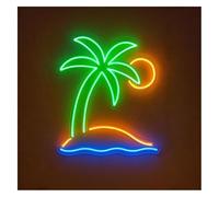 Genérico luz decorativa Letrero de neón Isla de Palmeras, atardecer, paraíso tropical para s de verano en bares, 40 cm