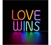 Genérico luz decorativa Letrero de neón Love Wins, decoración de pared para dormitorio, lámpara de cumpleaños, 35 x 27 cm