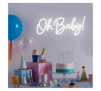 Genérico luz decorativa Letreros de neón Decoración de luz Letrero de neón para pared Oh para Baby(Blanco)