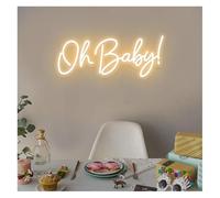 Genérico luz decorativa Letreros de neón Decoración de luz Letrero de neón para pared Oh para Baby(Beige)