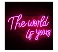 Genérico luz decorativa Letreros de neón para ti, para mí y para El mundo es tuyo Luces Letrero LED Habitación para Fiesta Bar Lámparas navideñas(Rosado,A)