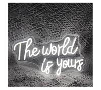 Genérico luz decorativa Letreros de neón para ti, para mí y para El mundo es tuyo Luces Letrero LED Habitación para Fiesta Bar Lámparas navideñas(Blanco,A)