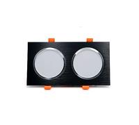 Genérico Luz LED empotrable de techo con rejilla cuadrada de doble cabezal for centro comercial, pasillo, accesorio de iluminación empotrada(Black(18W),Warm light)
