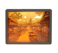 Genérico Luz nocturna,de luz | Luces nocturnas con marco,s de sombras 3D, esculturas de papel con luz LED, lámparas de mesa de noche, decorativa para escritorio