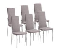 Genérico M1C - Pack 6 Sillas de Comedor Sonia, Color Beige, Respaldo y Asiento Tapizado Tela Jarama, Patas Cromadas, Sillas Estilo Moderno (Marengo)