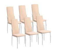 Genérico M1C - Pack 6 Sillas de Comedor Sonia, Color Beige, Respaldo y Asiento Tapizado Tela Jarama, Patas Cromadas, Sillas Estilo Moderno (Beige)