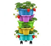 Genérico Maceta Apilable - ABS 25x10cm | Resistente Clima Multinivel Drenaje | Tiestos Jardinería Torre Plantación En Patio Granja Terraza Balcón Césped Hogar Apartamento