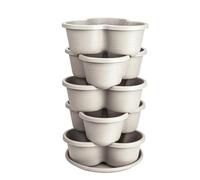 Genérico Maceta Fresas Apilable 5 Niveles | PP 33x33x14cm Gris Torre con Ruedas Drenaje | Maceta Transpirable Resistente Plantas | Balcón Interior Exterior Cultivo Flores Verduras