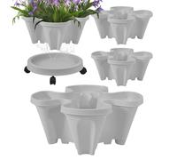 Genérico Maceta para Fresas | Macetero Vertical para 4 Plantas | Soporte con Bandeja Extraíble y Ruedas para Macetas de Flores y Exhibición de Hortalizas Suculentas