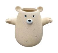 Genérico Maceta Suculentas Oso - Soporte Cactus Novedad, Estilo Estatua Animal Marrón, Tamaño Compacto 15x13cm + Apertura Ancha, Material Resina Compuesta - para Alféizar Ventana & Escritorio