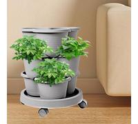 Genérico Macetas Apilables De Fresas, Torre De Jardín Vertical, Jardineras Exterior, Maceta Apilable Multicapa, Macetas Apilables con Ruedas Móviles Y Platillo Inferior para Interiores Y Exteriores