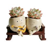 Genérico Macetas De Resina para Plantas | Transpirable, Cute Y Sonriente,Maceta Decorativa -Resina para Todo Tipo De Plantas,Orquídea Bonsái Cactus Monstera Aloe En Terraza Balcón