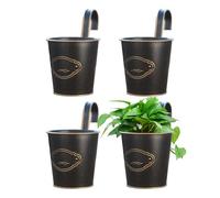 Genérico Macetas para Barandilla | Soporte Metálico Retro de 4 Piezas con Ganchos,Macetero de Hierro Galvanizado - para Jardín Valla Patio Hogar Pared Ventana Interior Exterior Terraza