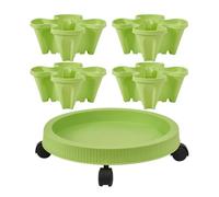 Genérico Macetero Apilable,Macetero Vertical para 4 Plantas - Soporte con Bandeja Extraíble y Ruedas para Macetas de Flores y Exhibición de Hortalizas Suculentas