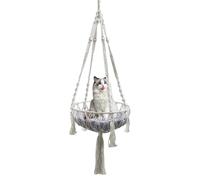 Genérico Macrame Cat Hammock - Handwoven Tassel Swing, Cotton Rope Nest | Hanging Pet Bed, Indoor Window Hammock for Cats Kittens Puppies Sleeping Lounging Climbing Playing Decorative Basket