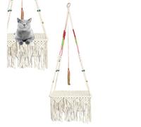 Genérico Macrame Cat Swing Bed - Macrame Cat Hammock, Bed Indoor Hammock Perch, Wall Hanging Beds, Macramee Wall Mounted Swing Boho Bedd Hammockk, Hand Woven Boho Kittens Chair For Kittens, Indoor