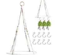 Genérico Macrame Flower Dryer Rack - 30x30x55cm Multi Layer, Cotton Rope Woven, Decorative Air Plant Hanging Rack with Hooks Included | Boho Flower Drying Stand for Herbs Bouquets Flowers Indoor