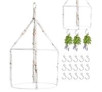 Genérico Macrame Flower Drying Rack - 30x30x50cm Single Tier, Cotton Rope Woven, Stylish Air Plant Dryer with Metal Wood Ring | Hanging Plant Rack for Flowers Herbs Bouquets Indoor Outdoor Use