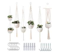 Genérico Macrame Plant Hanger, 6-Piece Bohemian Flower Pot Holders, Woven Rope For Indoor and Outdoor Hanging In Living Room, Balcony, Patio, Porch, Kitchen, Fence, Window, Or Bedroom
