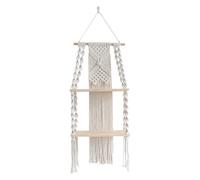 Genérico Macrame Wall Shelf, Hand Woven Rope Holder for Boho Decor, 2 Tier Wall Hanging Shelf with Sturdy Design and Decorative Style, Organizer for Kitchen Bathroom Bedroom Living Room