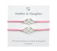 Genérico Madre e Hija Tarjeta Pulsera Corazón Cera Hilo Trenzado Pulsera Parejas Ajustable Joyería Parent Niño Ajustable Regalo Día de la Madre Chapado Elección Anillos, talla única, Metal, No es una
