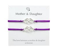Genérico Madre e Hija Tarjeta Pulsera Corazón Cera Hilo Trenzado Pulsera Parejas Ajustable Joyería Parent Niño Ajustable Regalo Día de la Madre Chapado Elección Anillos, talla única, Metal, No es una