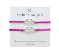 Genérico Madre e Hija Tarjeta Pulsera Corazón Cera Hilo Trenzado Pulsera Parejas Ajustable Joyería Parent Niño Ajustable Regalo Día de la Madre Chapado Elección Anillos