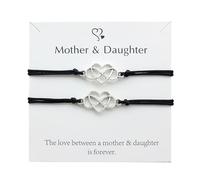 Genérico Madre e Hija Tarjeta Pulsera Corazón Cera Hilo Trenzado Pulsera Parejas Ajustable Joyería Parent Niño Ajustable Regalo Día de la Madre Chapado Elección Anillos, talla única, Metal, No es una