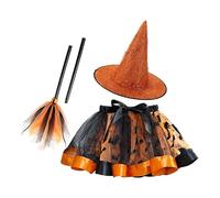 Genérico Mädchen Tutu - Tutu Outfit, Halloween Mit Hexenhut | Einschließlich Hexenhut | Hexenkostüm-Zubehör Für Mädchen, Einschließlich Und Besen Für Kleinki