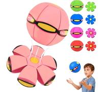Genérico Magic Ball - Children's Bouncing Balls, Dual Form Time Delay Transformation Bouncy Ball with 6 Lights, Magic Flying Saucer, Parent-Child Interaction Toy (Light Pink,with Light)