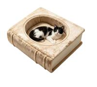 Genérico Magic Book Cat Bed - Thickened Soft Book-Shaped Indoor Pet Lounger | 45x35x12 Cm | Magic Book-Shaped Cat Bed | One-Piece Thickened Plush & Cotton Calming Cushion For Small Pets & Dogs