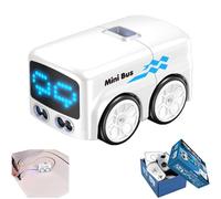 Genérico Magic Mini RC Bus - Magic Interactive Smart Minibus, Intelligent Remote Control Gesture Sensing Cartoon Car Vehicle, with Auto-Avoidance & LED Expression Lights, Easy to Control (White)