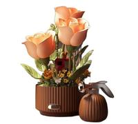 Genérico Magic Watering Can Flower Building Blocks Set,Unfinished Products Remote Control Automatic Bloom,255 PCS Mechanical Flower Kit with Lights,Creative Botanical Block Decor for Home Gift