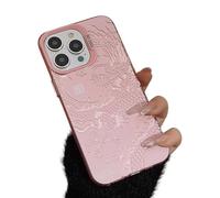 Genérico Magical Oriental Dragon Phone Case for 14/15/16/17 Pro MAX, 3D Stereo Button Design, Glowing Oriental Dragon Phone Case (For iPhone 16 Plus,Pink)