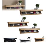 Genérico Magicflap Designer Shelf with Secret Compartment, Floating Shelf with Hidden Compartment, Wall-Mounted Storage Solution, for Living Room or Office (3PCS,Wood)