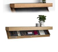 Genérico MagicFlap Hidden Shelf, Floating Wall Shelfs with Secret Compartment, Modern Concealed Storage for Living Room, Office & Bedroom, Discreet Wall-Mounted Shelfwith Hidden Cabinet (Woodgrain)