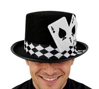 Genérico Magician Performance Hat, Poker Card Design, Stage Entertainment Accessory, Professional Show Costume, Theater Prop, Party Cosplay Headwear, Versatile Stage Hat for Professional