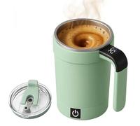 Genérico Magnetic Automatic Self Stirring Coffee Mug with Lid, Rechargeable Mixing Cup with LED Temperature Display for Home Office Kitchen Travel (Green)