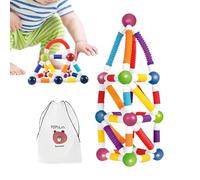 Genérico Magnetic Balls and Rods Set - 45-Piece Telescopic Kit, PP + Magnet Educational Blocks, Construction Game with Stacking Design | Creative Building Toy for Boy Girl Youth Home