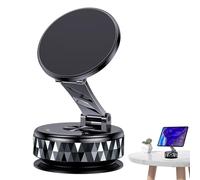Genérico Magnetic Car Phone Holder, Vacuum Suction Cup Dash Mount, 360 Degree Rotating Smartphone Bracket, Secure Interior Accessory, Ideal for Automotive, Gym, Desktop Use, Silver, Black