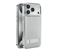 Genérico Magnetic Case For iPhone 17/17Air/17Pro/17Pro MAX, Slim Light Luxury Leather Case, with Metal Kickstand Camera Protection Cover(Gray,17 Air)