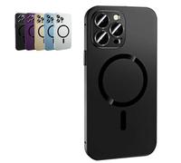 Genérico Magnetic Charging Aluminum Metal Bumper Matte Shell for iPhone, Magnetic Charging Aluminium Metal Bumper Matte Case for iPhone 16/15/14/13/12 Pro MAX (Black,For iPhone 15Pro)
