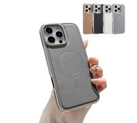 Genérico Magnetic Charging Leather Case for iPhone, Luxurious Business Genuine Leather Phone Case, Support Wireless Charging Magnetic Cover for iPhone 16/15/14/13 Promax (for iPhone 13Pro,Grey)