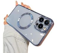 Genérico Magnetic Clear Case for iPhone 17 Pro MAX,16/15/14Series with Camera Lens Protector, Compatible with MagSafe, Full-Body Shockproof Anti-Scratch (Light Blue,For iPhone14Promax)