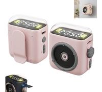 Genérico Magnetic Clip-on Mini Bluetooth Speaker,Small Portable Wireless Bluetooth Speaker Support TF Card with Night Light Functions, for Indoor, Outdoor Travel Camping Hiking (Pink)