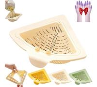 Genérico Magnetic Drainage & Filter Basket, Punch-Free Triangular Sink Strainer with Twist-Open Bottom, Kitchen Punch-Free Triangular Sink Hanging Strainer, Corner Kitchen Organizer (White)