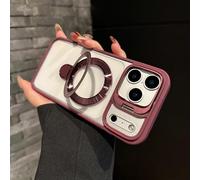 Genérico Magnetic Dual Stand Clear Case for iPhone 17/16/15/14/13/12/11 Series, for iPhone 17 Pro MAX Case, with Folding Stand (16E,Burgundy)