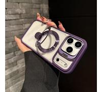 Genérico Magnetic Dual Stand Clear Case for iPhone 17/16/15/14/13/12/11 Series, for iPhone 17 Pro MAX Case, with Folding Stand (16E,Purple)